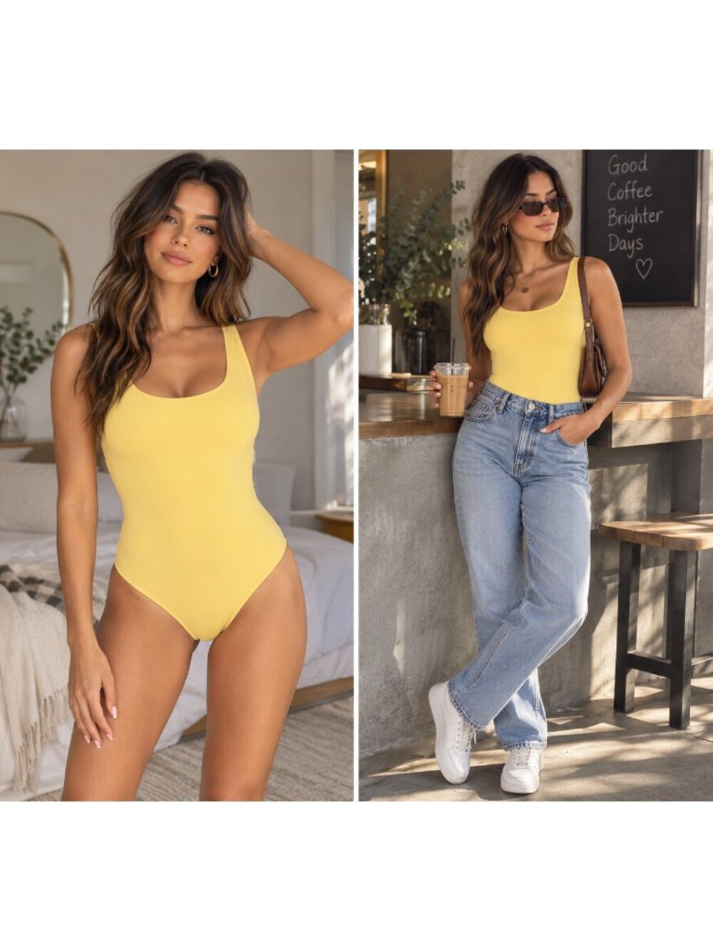 STELLA LUCE Los Angeles Thick Slimming Stretch NEW Yellow Bodysuit Flattering M